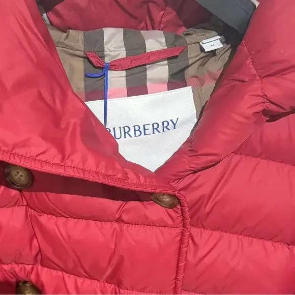 Burberry Red Quilted Puffer Jacket NWT Medium - Picture 2 of 8
